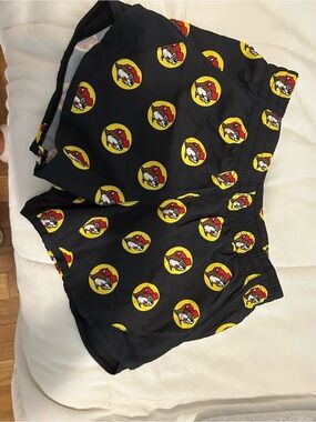 Kids Black Character-Print Pull-On Shorts with Yellow Accent